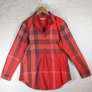Burberry Red Plaid Button-Up Shirt